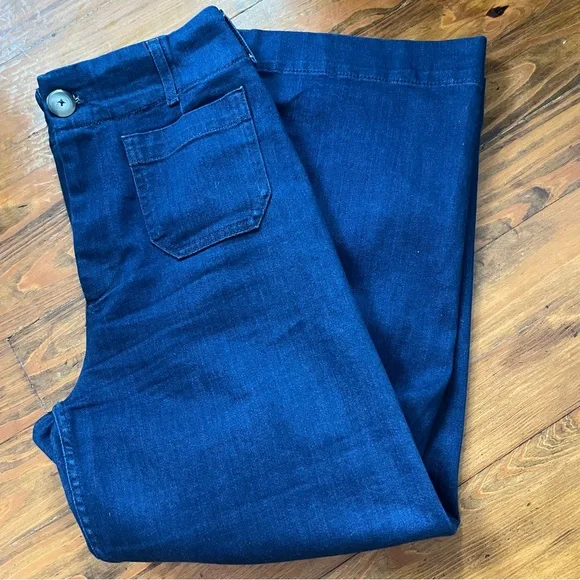 Anthropologie The Colette Denim Cropped Wide-Leg Jeans by Maeve Minimalist in 28 - Picture 7 of 14